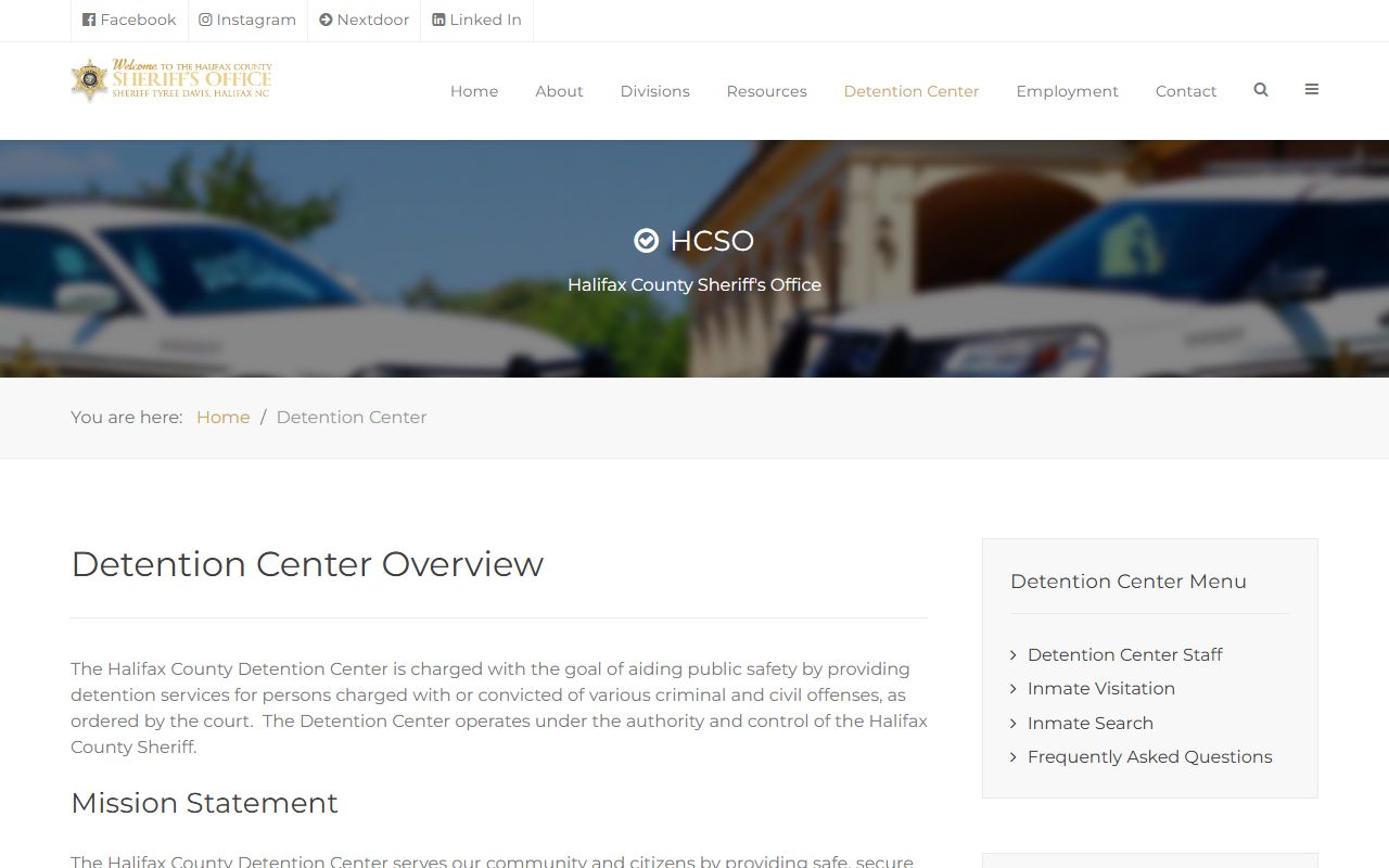 Halifax County Detention Center overview page